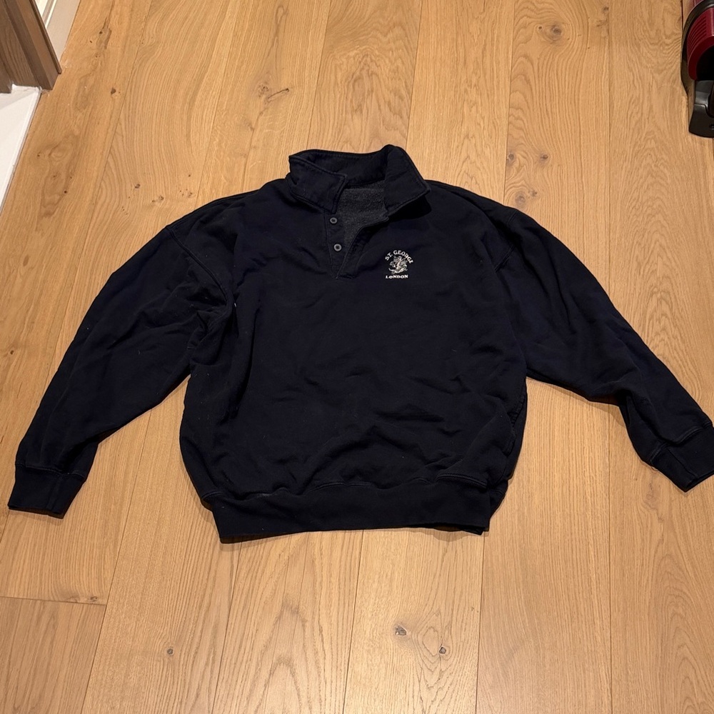 Dark Navy Collared Pull Over Sweatshirt